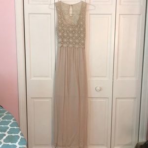 Nude maxi dress with open back